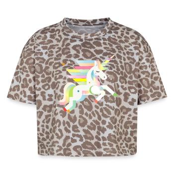 Delicate Geometric Unicorn – Dreamy & Magical - Boxy Leo Women's Premium Organic T-Shirt - Leopard print - Front - AI Model Female 172 dark (172cm)