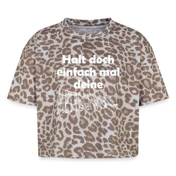 Lustiger Spruch Mund halten - Boxy Leo Frauen Premium Organic T-Shirt - Leopard print - Vorne - AI Model Female 172 dark (172cm)