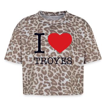 ME ENCANTAN LAS TROYES - Camiseta boxy mujer leo premium - Leopard print - delante - AI Model Female 172 dark (172cm)