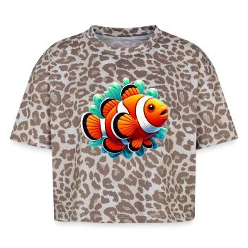 Poisson-clown - T-shirt boxy femme léopard premium - Leopard print - Devant - AI Model Female 172 dark (172cm)