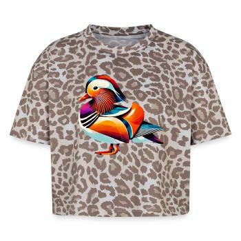 Canard mandarin - T-shirt boxy femme léopard premium - Leopard print - Devant - AI Model Female 172 dark (172cm)