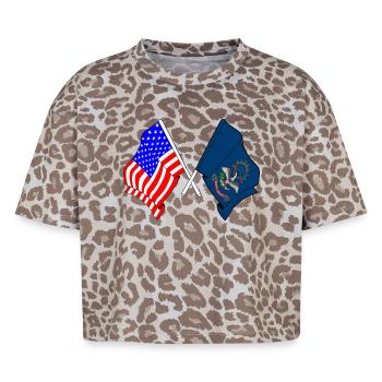 Drapeau des États-Unis et du Dakota du Nord croisé - T-shirt boxy femme léopard premium - Leopard print - Devant - AI Model Female 172 dark (172cm)
