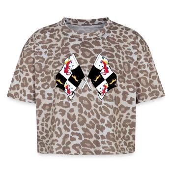 Gävleborg, Suède – Fierté croisée - T-shirt boxy femme léopard premium - Leopard print - Devant - AI Model Female 172 dark (172cm)