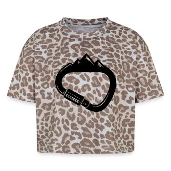 Karabiner und Berge – Einfach Klettern - Boxy Leo Frauen Premium Organic T-Shirt - Leopard print - Vorne - AI Model Female 172 dark (172cm)