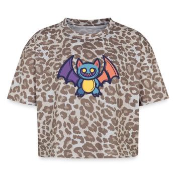 Chauve-souris - T-shirt boxy femme léopard premium - Leopard print - Devant - AI Model Female 172 dark (172cm)