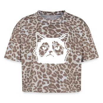 Mürrische Katze: Cartoon & Fun - T-shirt boxy femme léopard premium - Leopard print - Devant - AI Model Female 172 dark (172cm)