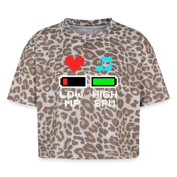 NIEDRIGE MP HOHE BPM Pixel Art Gaming Musik - Boxy Leo Frauen Premium Organic T-Shirt - Leopard print - Vorne - AI Model Female 172 dark (172cm)