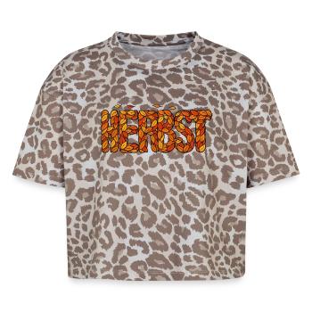L’automne, la plus belle saison pour moi - T-shirt boxy femme léopard premium - Leopard print - Devant - AI Model Female 172 dark (172cm)