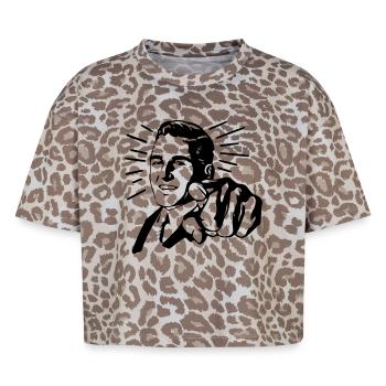 Pointing Man - Boxy Leo Women's Premium Organic T-Shirt - Leopard print - Front - AI Model Female 172 dark (172cm)