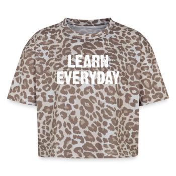 Learn Everyday Bold Typography - Boxy Leo Women's Premium Organic T-Shirt - Leopard print - Front - AI Model Female 172 dark (172cm)