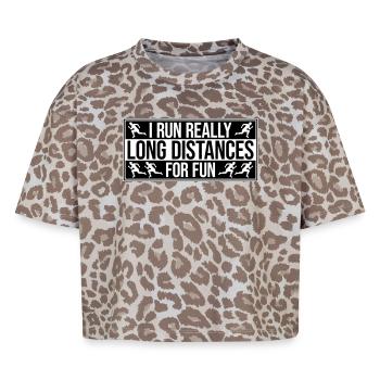Je cours de très longues distances pour un marathon amusant - T-shirt boxy femme léopard premium - Leopard print - Devant - AI Model Female 172 dark (172cm)