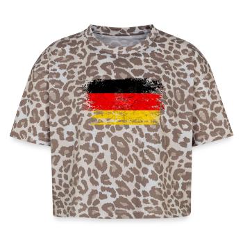 Deutschland Vintage - Adler Wappen Geschenk - Boxy Leo Frauen Premium Organic T-Shirt - Leopard print - Vorne - AI Model Female 172 dark (172cm)