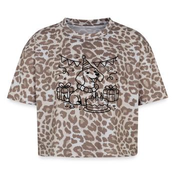 Geburtstag Dackel Torte Kinder  - Boxy Leo Frauen Premium Organic T-Shirt - Leopard print - Vorne - AI Model Female 172 dark (172cm)