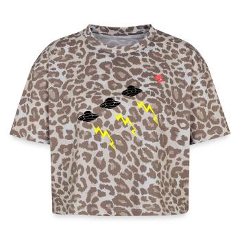 UFO Invasion Lightning Attack Alien Vector - Boxy Leo Women's Premium Organic T-Shirt - Leopard print - Front - AI Model Female 172 dark (172cm)