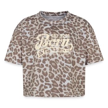 Né en février 2006 - Anniversaire - Cadeau - T-shirt boxy femme léopard premium - Leopard print - Devant - AI Model Female 172 dark (172cm)