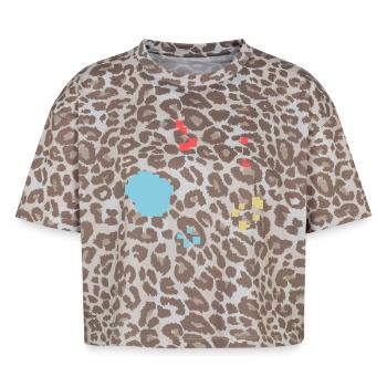 Culture bactérienne Pixel Coloré - T-shirt boxy femme léopard premium - Leopard print - Devant - AI Model Female 172 dark (172cm)