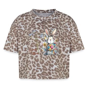 Osterhase mit bunten Eiern - Boxy Leo Frauen Premium Organic T-Shirt - Leopard print - Vorne - AI Model Female 172 dark (172cm)