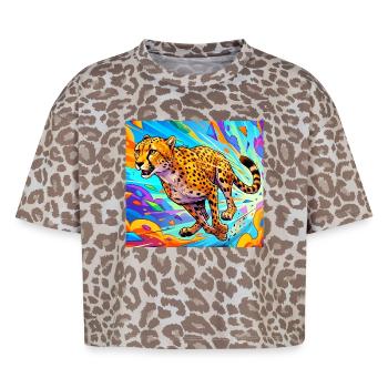 guépard - T-shirt boxy femme léopard premium - Leopard print - Devant - AI Model Female 172 dark (172cm)