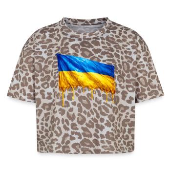 Dripping Ukraine flag - Boxy Leo Women's Premium Organic T-Shirt - Leopard print - Front - AI Model Female 172 dark (172cm)