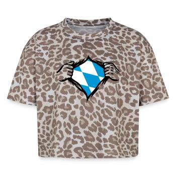 Bavaria Bavarian Flag Flag - Boxy Leo Women's Premium Organic T-Shirt - Leopard print - Front - AI Model Female 172 dark (172cm)