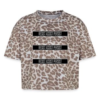 Resist Assist Persist Aktivismus Motivation Logo - Boxy Leo Frauen Premium Organic T-Shirt - Leopard print - Vorne - AI Model Female 172 dark (172cm)