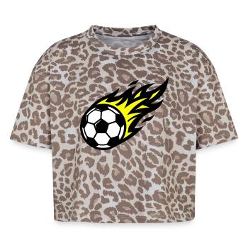 Fussball Flamme Ball - Boxy Leo Frauen Premium Organic T-Shirt - Leopard print - Vorne - AI Model Female 172 dark (172cm)