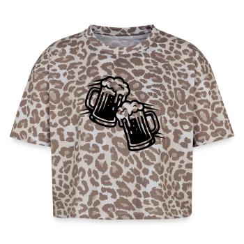 Bière Mug, Bière Comique - T-shirt boxy femme léopard premium - Leopard print - Devant - AI Model Female 172 dark (172cm)