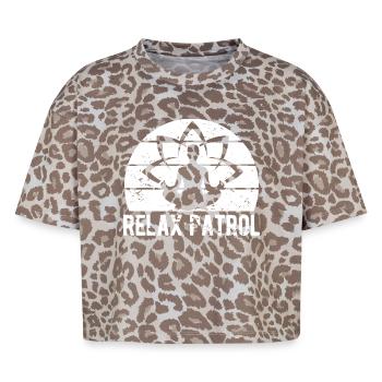 Pilates Enthusiasts Relax Patrol Pilates - Boxy Leo Women's Premium Organic T-Shirt - Leopard print - Front - AI Model Female 172 dark (172cm)