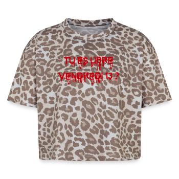 gore Tu es libre vendredi 13 ? - T-shirt boxy femme léopard premium - Leopard print - Devant - AI Model Female 172 dark (172cm)