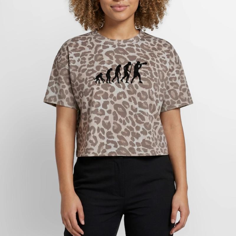 Evolution de la boxe T-shirt boxy femme léopard premium