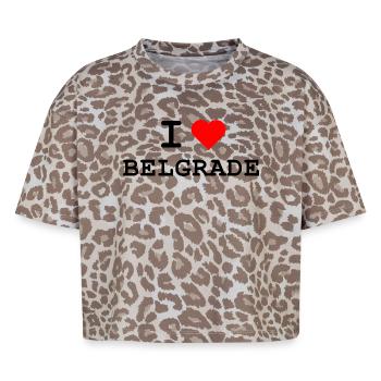 Ich liebe Belgrade - I love Belgrade - Boxy Leo Women's Premium Organic T-Shirt - Leopard print - Front - AI Model Female 172 dark (172cm)
