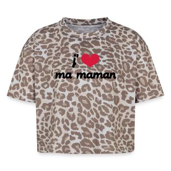 J'aime ma Maman - T-shirt boxy femme léopard premium - Leopard print - Devant - AI Model Female 172 dark (172cm)