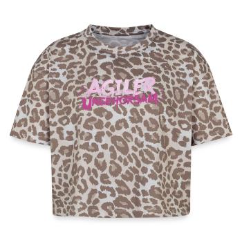 Désobéissance Agile - Déclaration - T-shirt boxy femme léopard premium - Leopard print - Devant - AI Model Female 172 dark (172cm)
