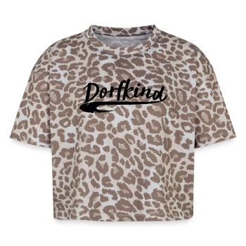village kind village town love land dorfi sticker - Boxy Leo Women's Premium Organic T-Shirt - Leopard print - Front - AI Model Female 172 dark (172cm)