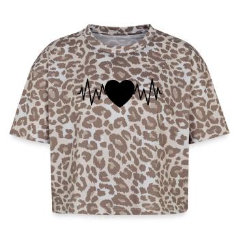 Coeur rythme cardiaque - T-shirt boxy femme léopard premium - Leopard print - Devant - AI Model Female 172 dark (172cm)