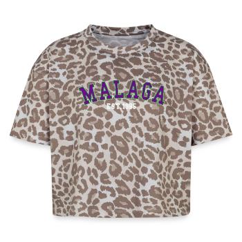 Malaga Est. 1985 - T-shirt boxy femme léopard premium - Leopard print - Devant - AI Model Female 172 dark (172cm)
