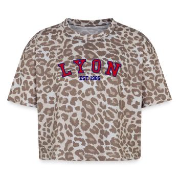 Lyon Est. 1985 - T-shirt boxy femme léopard premium - Leopard print - Devant - AI Model Female 172 dark (172cm)