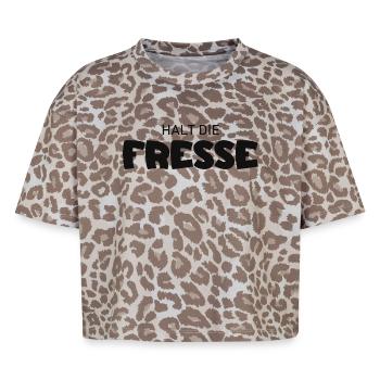 Shut Up - Cool Saying - Boxy Leo Women's Premium Organic T-Shirt - Leopard print - Front - AI Model Female 172 dark (172cm)