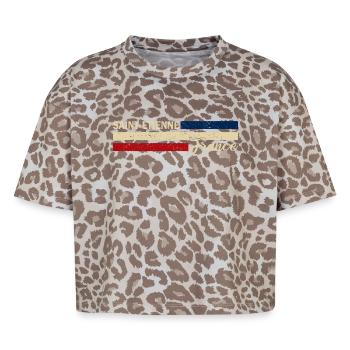 France - Saint-Etienne - France - Flag - Boxy Leo Women's Premium Organic T-Shirt - Leopard print - Front - AI Model Female 172 dark (172cm)