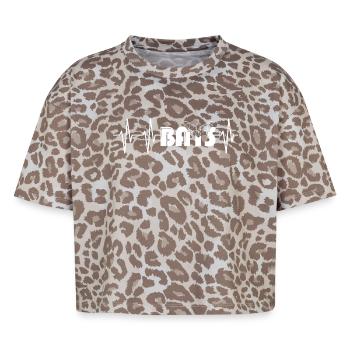 bats Herzschlag Fledermaus Puls Tiere Symbol icon - Boxy Leo Frauen Premium Organic T-Shirt - Leopard print - Vorne - AI Model Female 172 dark (172cm)