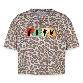 Silhouette de l’agent de police de Papa - T-shirt boxy femme léopard premium - Leopard print - Devant - AI Model Female 172 dark (172cm)