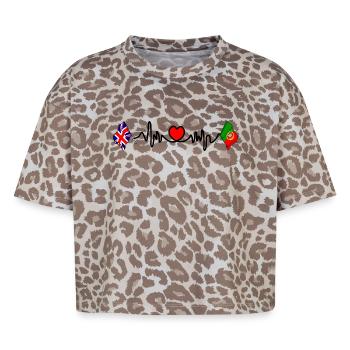 Cardio cœur Drapeau Angleterre, drapeau Portugal - T-shirt boxy femme léopard premium - Leopard print - Devant - AI Model Female 172 dark (172cm)