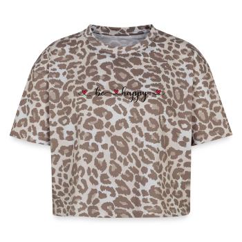 be happy - Boxy Leo Women's Premium Organic T-Shirt - Leopard print - Front - AI Model Female 172 dark (172cm)