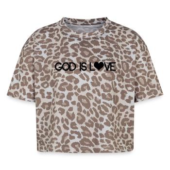 God Is Love - Spiritual Christian Heart - Boxy Leo Women's Premium Organic T-Shirt - Leopard print - Front - AI Model Female 172 dark (172cm)