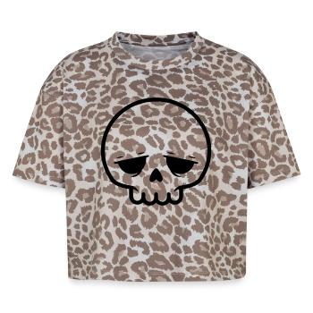 Crâne triste | Emo & Goth Design - T-shirt boxy femme léopard premium - Leopard print - Devant - AI Model Female 172 dark (172cm)