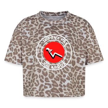 Je peux pas J'ai abdos - T-shirt boxy femme léopard premium - Leopard print - Devant - AI Model Female 172 dark (172cm)
