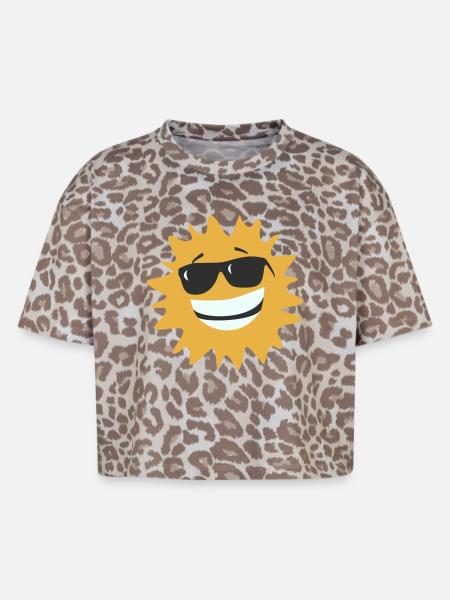 Sunburst Sourire avec des lunettes de soleil - T-shirt boxy femme léopard premium - Leopard print