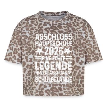 Fin d’études secondaires 2026 Terrain de l’école Legend - T-shirt boxy femme léopard premium - Leopard print - Devant - AI Model Female 172 dark (172cm)
