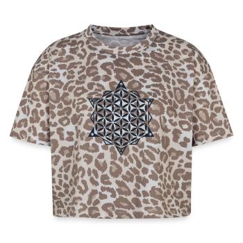 Flower of Life, Sacred Geometry - Boxy Leo Women's Premium Organic T-Shirt - Leopard print - Front - AI Model Female 172 dark (172cm)