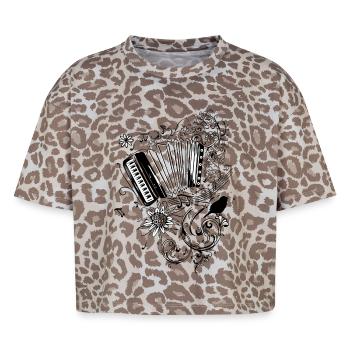 Accordéon Musique folklorique Musique - T-shirt boxy femme léopard premium - Leopard print - Devant - AI Model Female 172 dark (172cm)